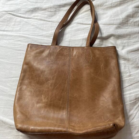 Frye Brown Melissa Simple Tote Bag Leather Pockets Casual Everyday Shoulder Bag - Picture 2 of 10